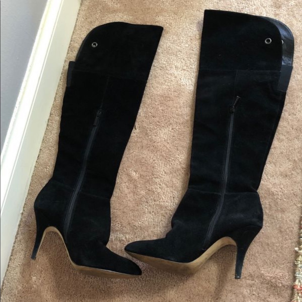 RED Saks Fifth Avenue 9M/39 Suede Heeled Boots